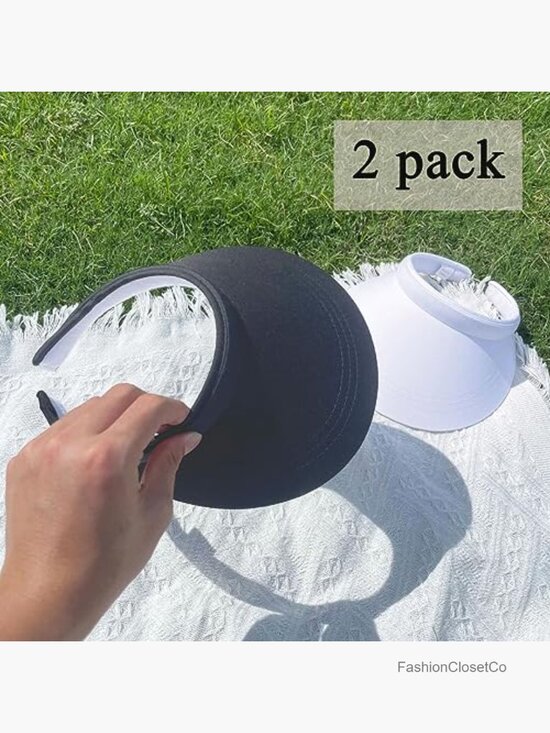 2 Pack Wide Brim Clip On Sun Visors Adjustable UV Protection Hats main image 4